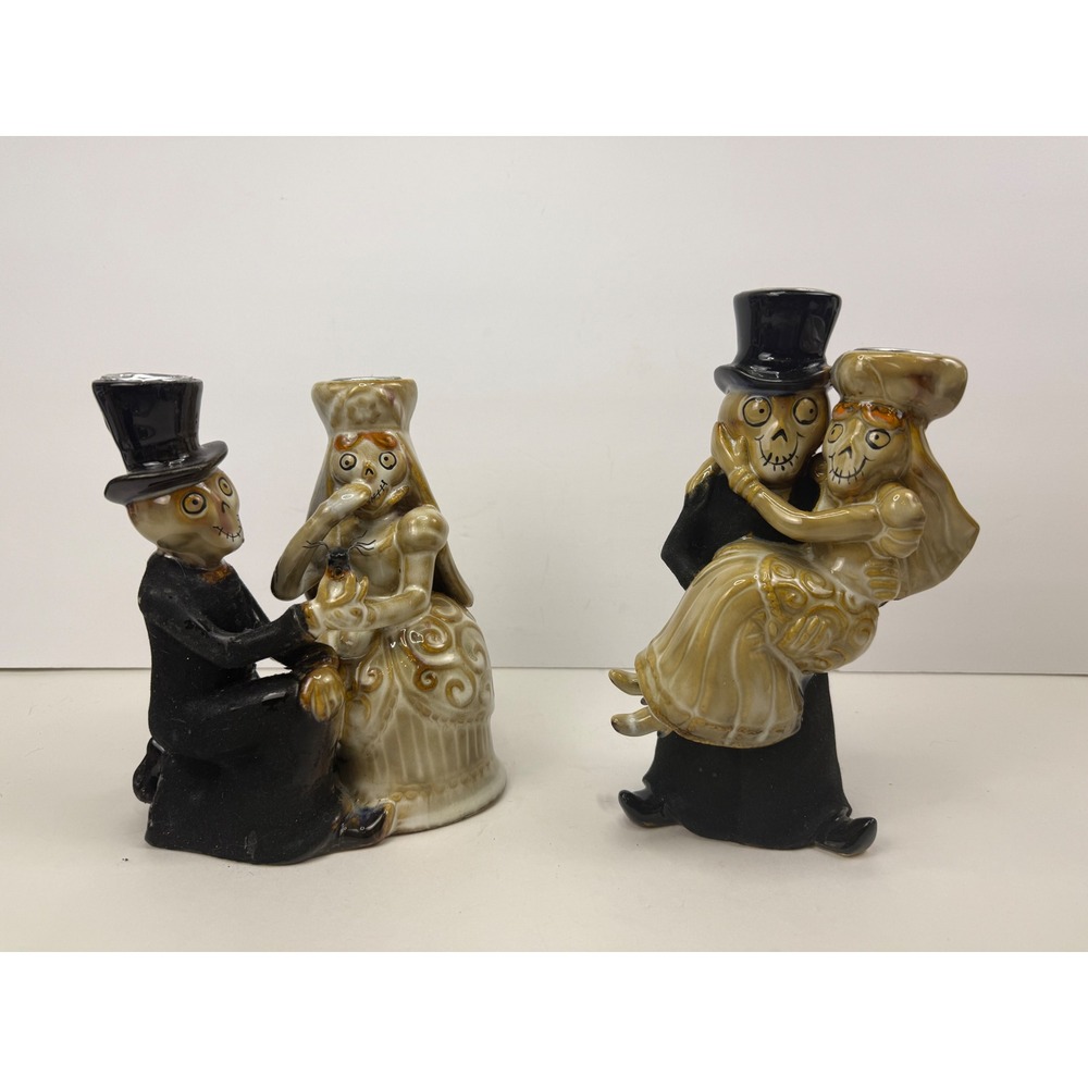 Yankee Candle Boney Bunch 2011 After Party Skeleton Couple taper candle holders